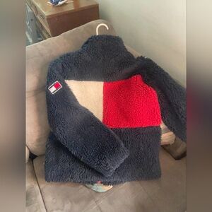 Tommy Hilfiger Women Talla M Sherpa Jacket - Navy, Red, White